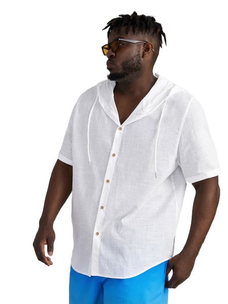 extended sizes men button through hooded shirt h1km#, White;black
extended sizes men button through hooded shirt h1km#, White;black