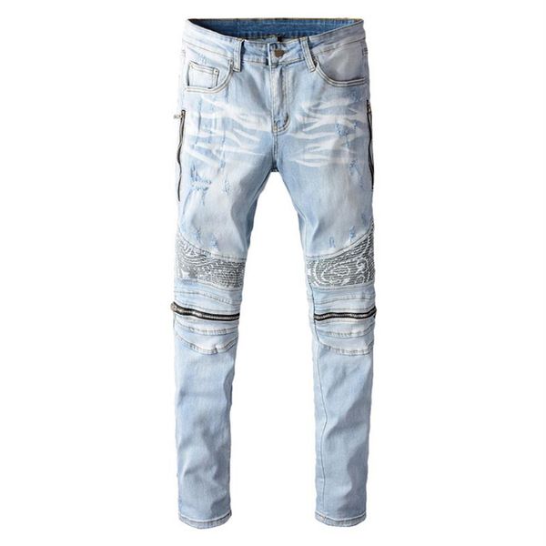men's light blue bandanna paisley printed patchwork biker jeans streetwear zippers stretch denim skinny pants246v
men's light blue bandanna paisley printed patchwork biker jeans streetwear zippers stretch denim skinny pants246v