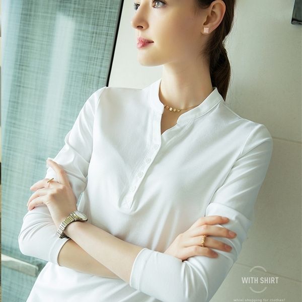 autumn winters vneck render into new long sleeve tshirt female jacket unlined upper garment 210317, White
autumn winters vneck render into new long sleeve tshirt female jacket unlined upper garment 210317, White