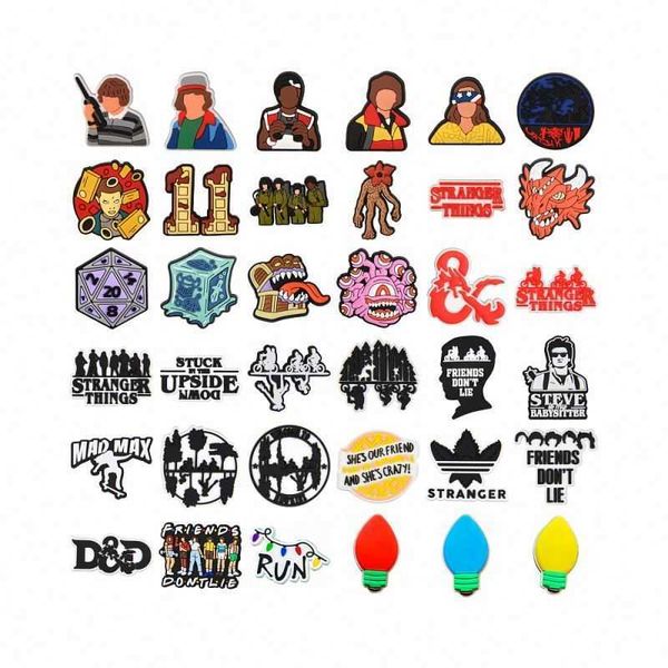 2022 stranger things new style old friends clog shoe charms for decoration, White;pink
2022 stranger things new style old friends clog shoe charms for decoration, White;pink