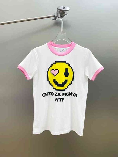 women's t-shirt spring and summer smiley face letter printed short sleeved t-shirt simple comfortable color matching design sweet style, White
women's t-shirt spring and summer smiley face letter printed short sleeved t-shirt simple comfortable color matching design sweet style, White