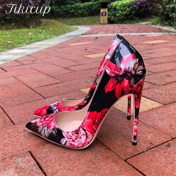 tikicup women gloossy floral printed pointed toe high heels 8cm 10cm 12cm ladies party dress shoes patent stiletto pumps 220428, Black
tikicup women gloossy floral printed pointed toe high heels 8cm 10cm 12cm ladies party dress shoes patent stiletto pumps 220428, Black