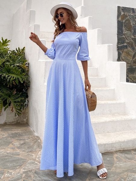 missord off shoulder gingham print dress w4qz#, Black;gray
missord off shoulder gingham print dress w4qz#, Black;gray