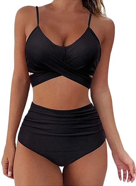 women criss cross bikini swimsuit high waisted string floral printed 2 piece bathing suits f23b#, White;black
women criss cross bikini swimsuit high waisted string floral printed 2 piece bathing suits f23b#, White;black