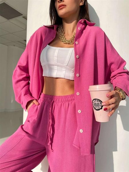 two piece women's pants autumn casual shirt trouser suit long sleeve shirts harem pants sets, White
two piece women's pants autumn casual shirt trouser suit long sleeve shirts harem pants sets, White