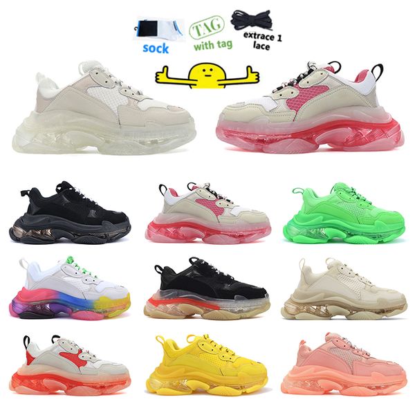 new running shoes man and woman triple s clear sole white beige neon green pink red colorful rainbow fluorescence
new running shoes man and woman triple s clear sole white beige neon green pink red colorful rainbow fluorescence