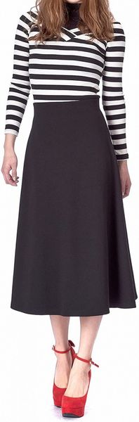 choice elastic waist a-line flared long skirt g1ue#, Black