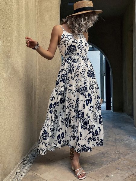 floral print ruffle hem cami dress p1gi#, Black;gray
floral print ruffle hem cami dress p1gi#, Black;gray