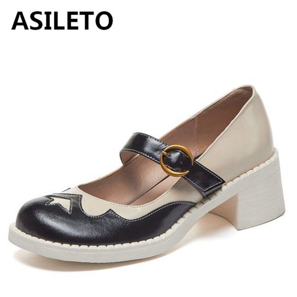 asileto 2021 fashion women shoes genuine leather spring autumn ladies pumps round toe fastener mary jane 5cm square high heels, Black
asileto 2021 fashion women shoes genuine leather spring autumn ladies pumps round toe fastener mary jane 5cm square high heels, Black
