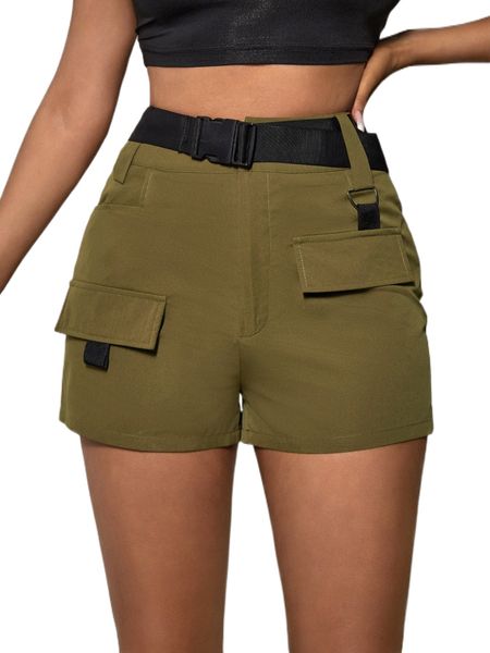 sxy flap detail shorts without belt 29ko#, White;black 
sxy flap detail shorts without belt 29ko#, White;black