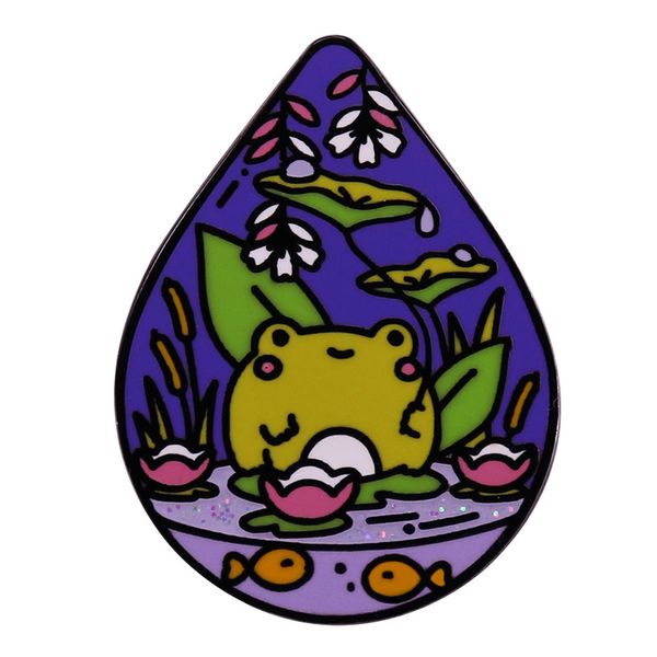 droplet terrarium enamel pin mochichito + the pink samurai brooch glitter kawaii kickass frog-pond badge april showers bring may, Blue 
droplet terrarium enamel pin mochichito + the pink samurai brooch glitter kawaii kickass frog-pond badge april showers bring may, Blue