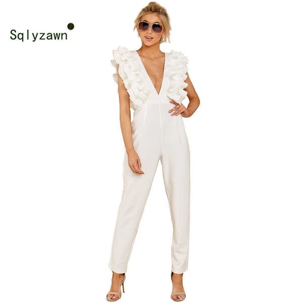 elegant white ruffles jumpsuit for women v neck sleeveless backless jumpsuit party overalls female summer pants 210709, Black;white
elegant white ruffles jumpsuit for women v neck sleeveless backless jumpsuit party overalls female summer pants 210709, Black;white