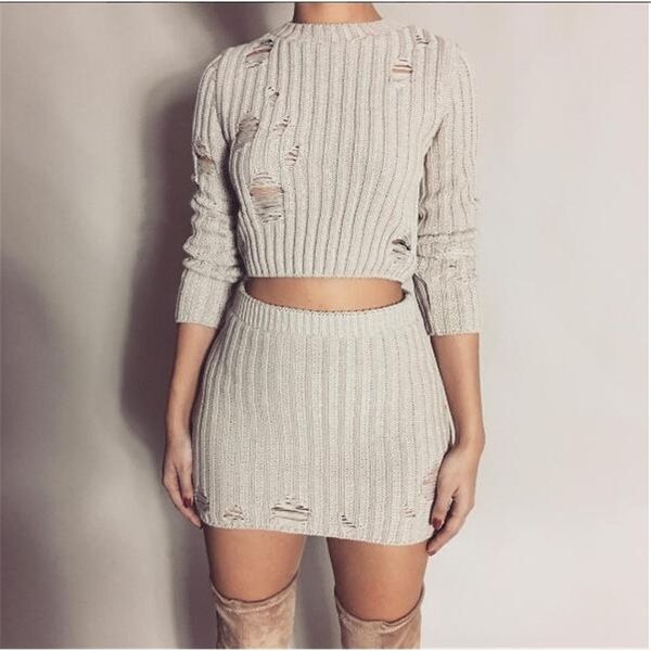 women autumn knitted dress 2 piece set fashion hollow out holes bodycon mini dress crop ladies two piece set y200110, White
women autumn knitted dress 2 piece set fashion hollow out holes bodycon mini dress crop ladies two piece set y200110, White