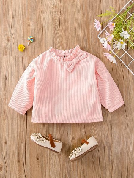 baby girl rib-knit bow front she, Blue