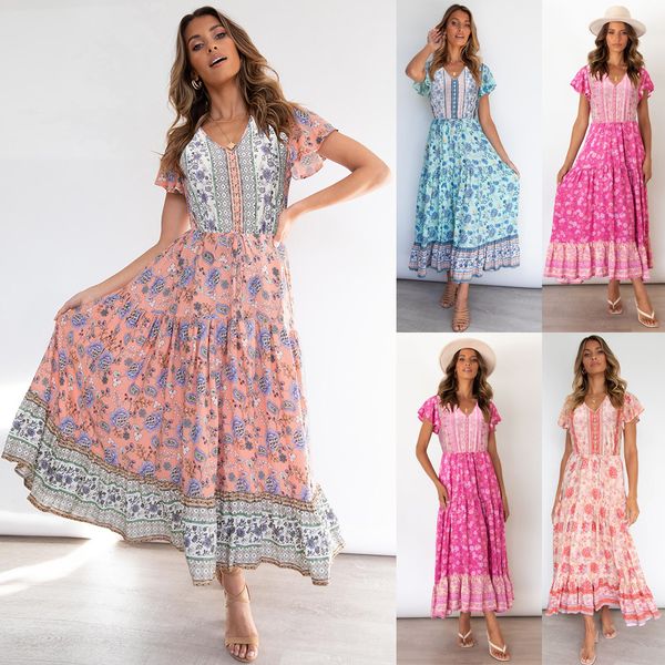 european american printed dress 2022 spring and summer new floral dress large size v-neck long amazon cross-border, White;black
european american printed dress 2022 spring and summer new floral dress large size v-neck long amazon cross-border, White;black