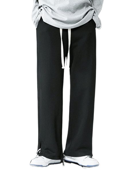 men split hem drawstring waist sweatpants t8rv#, Black