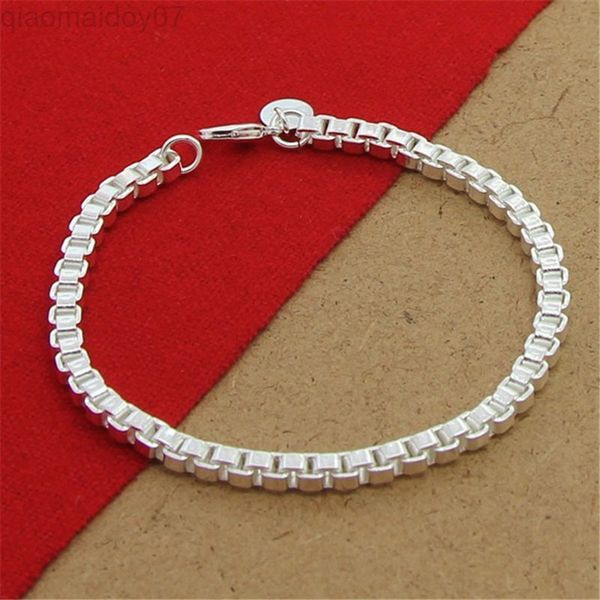 925 silver bracelet 4mm 8inch venetian square bracelet for womenmen party charm jewelry gifs l220808, Black
925 silver bracelet 4mm 8inch venetian square bracelet for womenmen party charm jewelry gifs l220808, Black