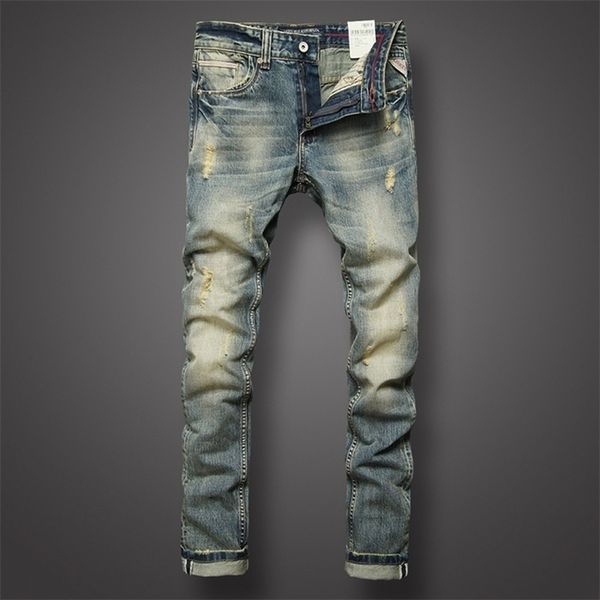 italian style fashion mens jeans retro design slim fit denim ripped jeans mens pants brand clothing nostalgia color biker jeans t200614, Blue
italian style fashion mens jeans retro design slim fit denim ripped jeans mens pants brand clothing nostalgia color biker jeans t200614, Blue