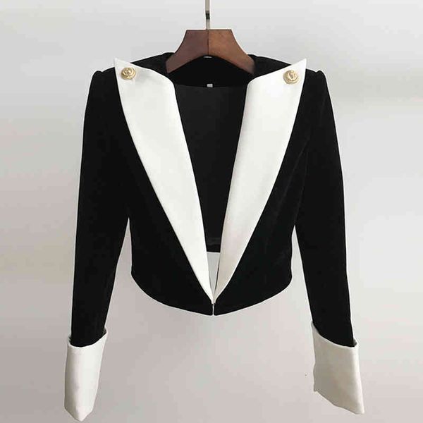 women's suits & blazers 2022 autumn and winter style small coat fashionable contrast color large lapel gold button velvet short suit qi, White;black
women's suits & blazers 2022 autumn and winter style small coat fashionable contrast color large lapel gold button velvet short suit qi, White;black
