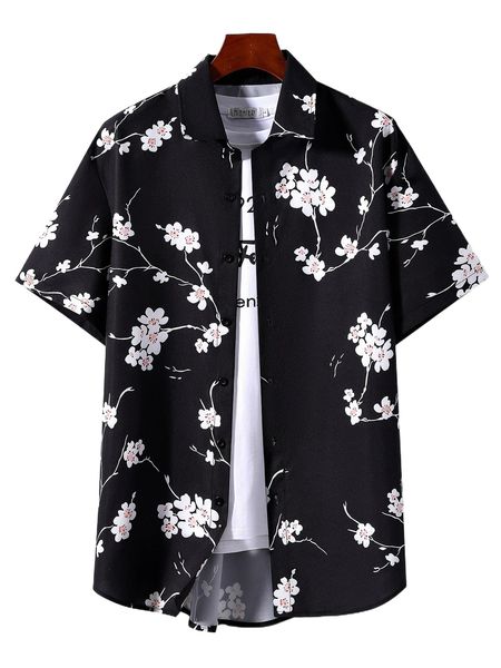 men floral print shirt without tee i0yo#, White;black 
men floral print shirt without tee i0yo#, White;black