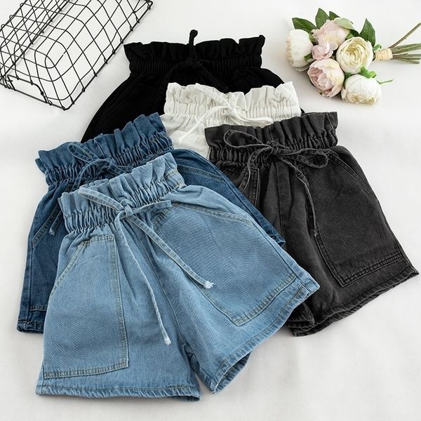 denim elastic high waist shorts summer blue white student pocket blue white gray wide leg trouser female streetwear bottoms y200512, White;black
denim elastic high waist shorts summer blue white student pocket blue white gray wide leg trouser female streetwear bottoms y200512, White;black