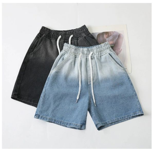 women's denim shorts high waist fashion gradient washed five-point jean shorts loose casual pants summer, White;black
women's denim shorts high waist fashion gradient washed five-point jean shorts loose casual pants summer, White;black