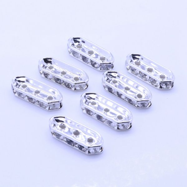 3 rows of white k color inlaid rhinestones connectors multi-row bracelet spacer diy handmade jewelry accessories, Silver
3 rows of white k color inlaid rhinestones connectors multi-row bracelet spacer diy handmade jewelry accessories, Silver