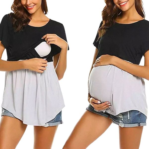 cross-border amazon explosions european and american round neck stitching irregular maternity dress nursing short sleeve t-shirt women t0pl#, White
cross-border amazon explosions european and american round neck stitching irregular maternity dress nursing short sleeve t-shirt women t0pl#, White