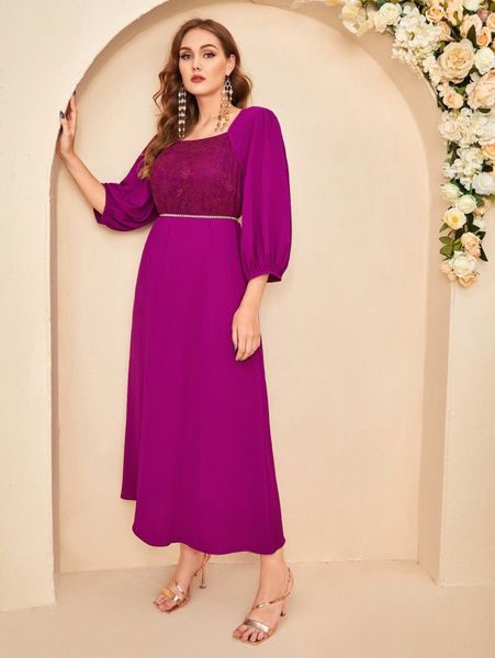 plus lace bodice lantern sleeve tape waist dress m9rn#, Black 
plus lace bodice lantern sleeve tape waist dress m9rn#, Black