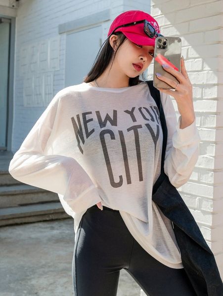 dazy letter graphic drop shoulder tee s0zz#, White