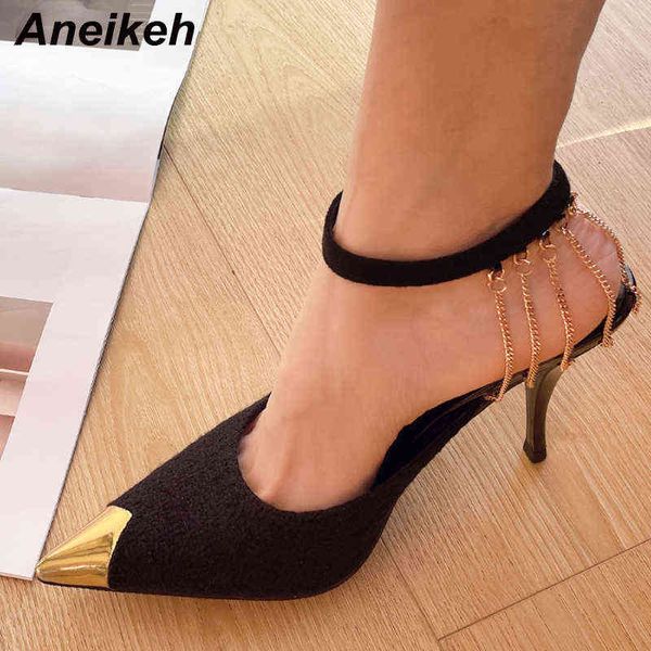 sandals aneikeh pointed toe thin high heel women shoes fashion ankle buckle strap chain decoration party summer new 220331, Black
sandals aneikeh pointed toe thin high heel women shoes fashion ankle buckle strap chain decoration party summer new 220331, Black