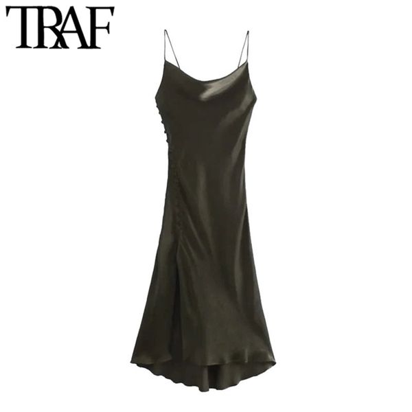women chic fashion side covered buttons slit hem midi dress vintage backless thin straps female dresses vestidos 210507, Black;gray
women chic fashion side covered buttons slit hem midi dress vintage backless thin straps female dresses vestidos 210507, Black;gray