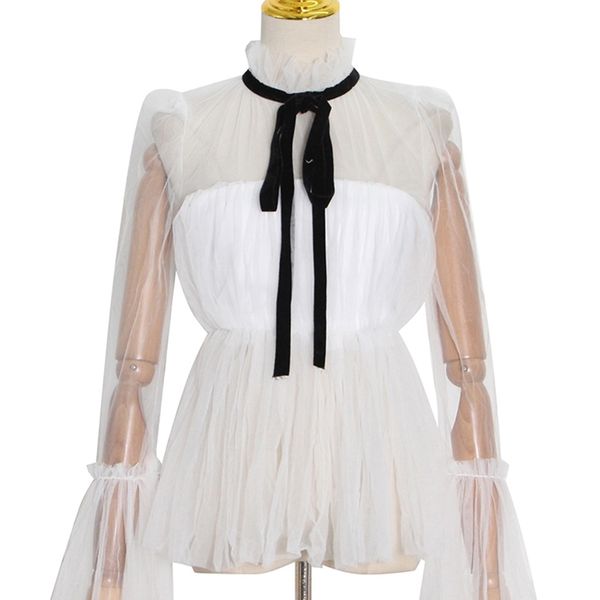 twotyle perspective mesh blouse for women flare sleeves ruched bowknot elegant blouses female summer fashion 220516, White
twotyle perspective mesh blouse for women flare sleeves ruched bowknot elegant blouses female summer fashion 220516, White