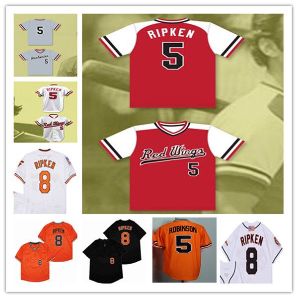 men 8 cal ripken jr rochester retro baseball jerseys team color red white grey orange black stitched 5 brooks robinson jersey size s-3xl, Blue;black
men 8 cal ripken jr rochester retro baseball jerseys team color red white grey orange black stitched 5 brooks robinson jersey size s-3xl, Blue;black
