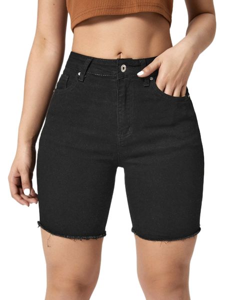 raw hem denim biker shorts 78y3#, White;black
raw hem denim biker shorts 78y3#, White;black