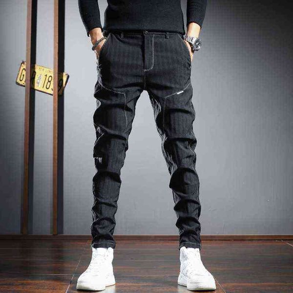 men jeans autumn men striped casual pants korean streetwear black stretch slim fit trousers 22 1222
men jeans autumn men striped casual pants korean streetwear black stretch slim fit trousers 22 1222
