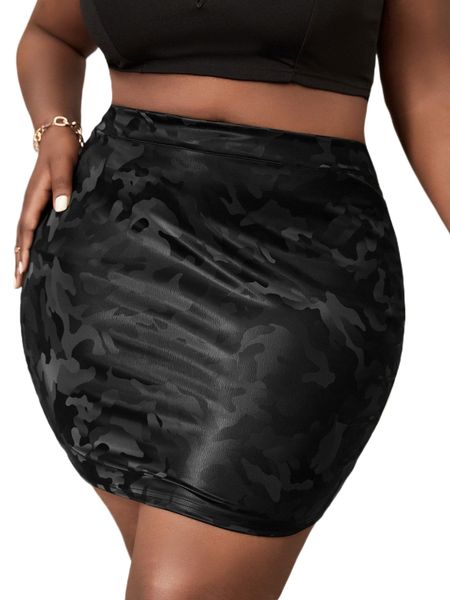sxy plus camo print pu leather skirt f0p2#, Black
sxy plus camo print pu leather skirt f0p2#, Black