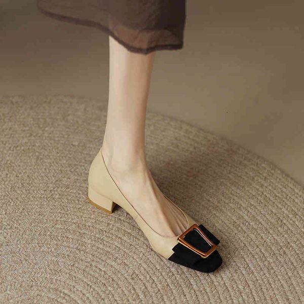 sandals temperament small fragrance color matching square head shallow mouth thick heel shoes women's middle sheepskin french buckle qx, Black
sandals temperament small fragrance color matching square head shallow mouth thick heel shoes women's middle sheepskin french buckle qx, Black