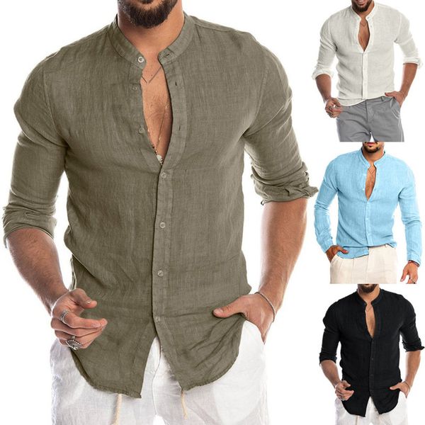 men s casual blouse cotton linen shirt loose short sleeve tee spring autumn summer handsome men 220526, White;black
men s casual blouse cotton linen shirt loose short sleeve tee spring autumn summer handsome men 220526, White;black