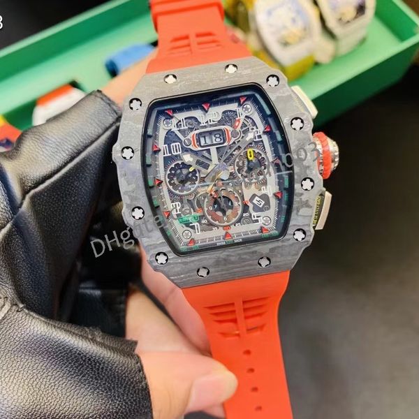 rm11-03 classic men's watch automatic mechanical carbon fiber case skeleton hand wind 50*40mm, Slivery;brown
rm11-03 classic men's watch automatic mechanical carbon fiber case skeleton hand wind 50*40mm, Slivery;brown