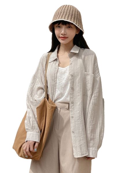 dazy patched pocket drop shoulder blouse j7cr#, White