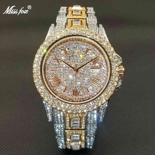 missfox hip hop iced out men's watches luxury diamond waterproof quartz watch week display auto day date male clock drop, Slivery;brown
missfox hip hop iced out men's watches luxury diamond waterproof quartz watch week display auto day date male clock drop, Slivery;brown