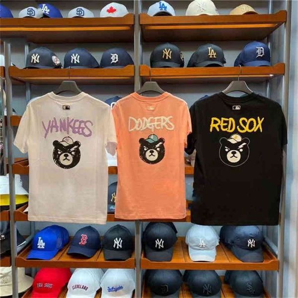women's t-shirt mlb korea fashion men and women lovers loose casual round neck bear short sleeve summer bcmt, White
women's t-shirt mlb korea fashion men and women lovers loose casual round neck bear short sleeve summer bcmt, White