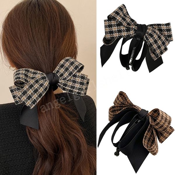 korean style ribbon bow banana clip women girls high ponytail hair clips simple all-match plaid print bowknot vertical clip, Slivery;white
korean style ribbon bow banana clip women girls high ponytail hair clips simple all-match plaid print bowknot vertical clip, Slivery;white