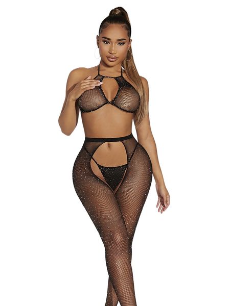 3pack mesh rhinestone detail cut out halter crotchless lingerie set 10ng#, Black;red
3pack mesh rhinestone detail cut out halter crotchless lingerie set 10ng#, Black;red