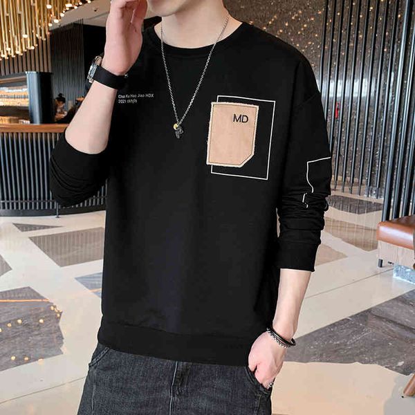 round neck sweater men's spring and autumn tide brand sticker 2022 new long sleeve t-shirt casual loose bottomed shirt clothes, Black
round neck sweater men's spring and autumn tide brand sticker 2022 new long sleeve t-shirt casual loose bottomed shirt clothes, Black