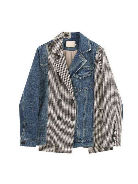 women autumn winter denim splicing blazer 2022 korean style loose wild long-sleeved irregular casual blazer jacket coat feamle l220714, Black;brown
women autumn winter denim splicing blazer 2022 korean style loose wild long-sleeved irregular casual blazer jacket coat feamle l220714, Black;brown