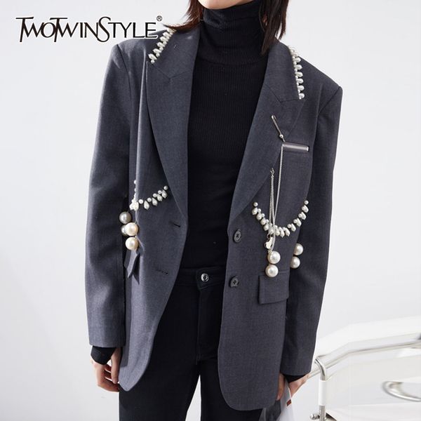 vintage patchwork pearl blazer for women notched long sleeve casual blazers female fashion clothing 210423, White;black
vintage patchwork pearl blazer for women notched long sleeve casual blazers female fashion clothing 210423, White;black
