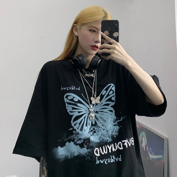 summer streetwear print vintage butterfly drop korean black large size harajuku short sleeve women t shirts 220602, White
summer streetwear print vintage butterfly drop korean black large size harajuku short sleeve women t shirts 220602, White