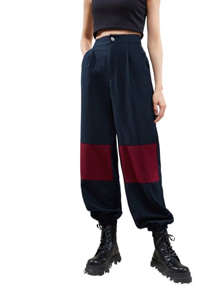 x jojee apparel slant pocket colorblock carrot pants 76kr#, Black;white 
x jojee apparel slant pocket colorblock carrot pants 76kr#, Black;white